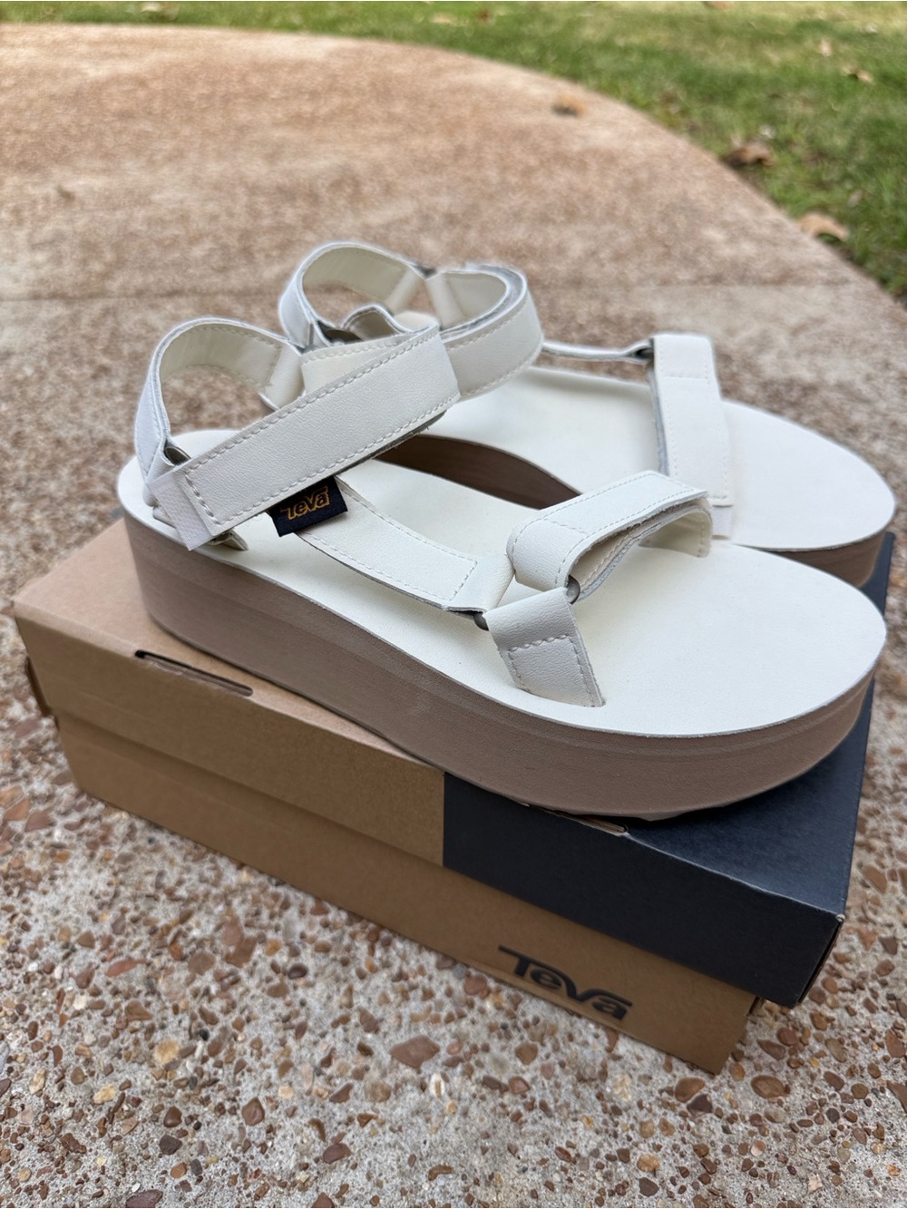Teva Women's White and Tan Flatform Sandals